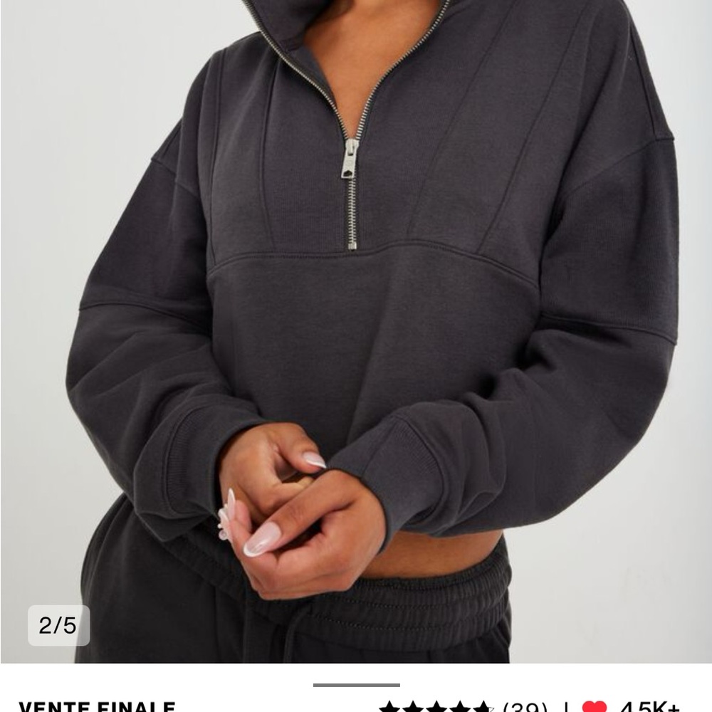 Dark Grey Half Zip up Cropped XS